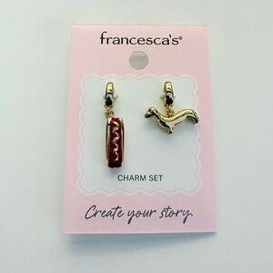 Francesca's Collections Gold Dachshund and Red Hot Dog Charm